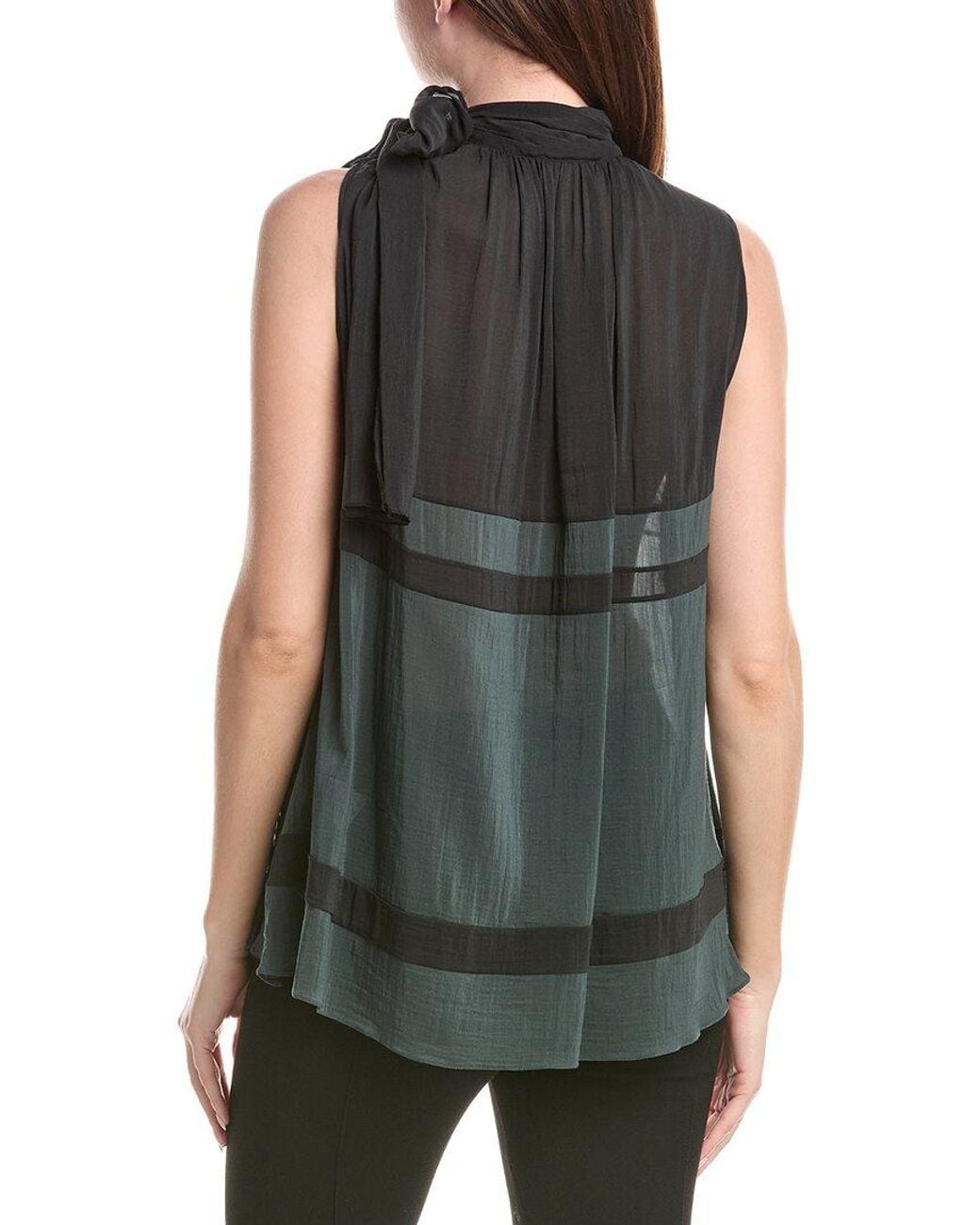 Fabiana Filippi Green Color Striped Silk-Blend Top
