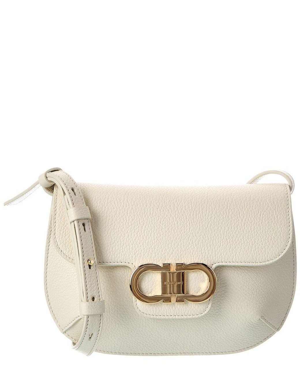 Ferragamo Natural Gancini Leather Shoulder Bag
