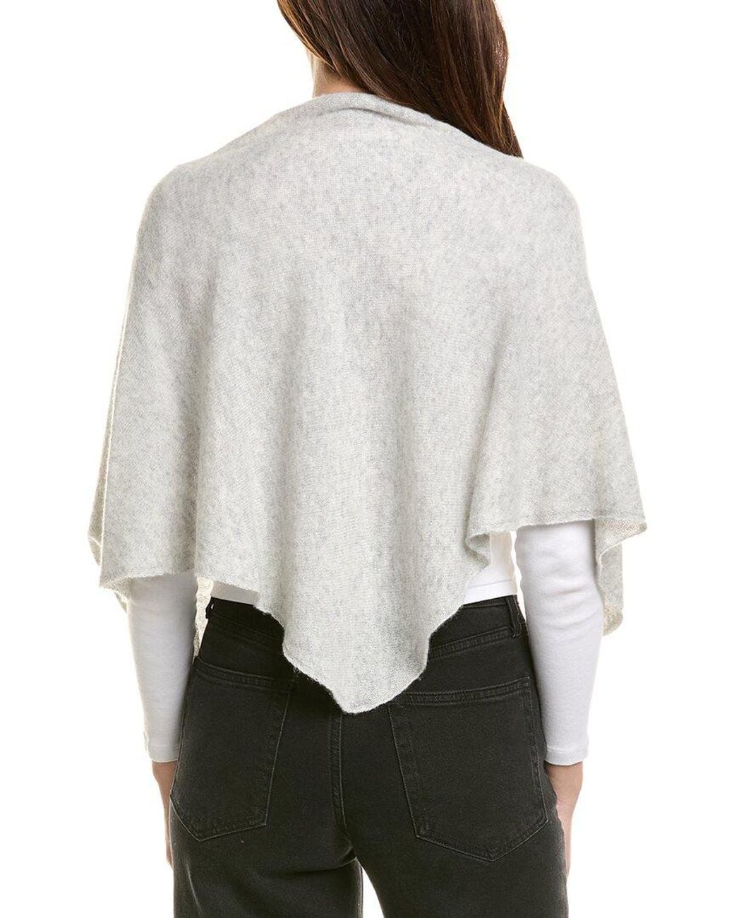 Amicale Cashmere White Lightweight Cashmere Jersey Triangle Wrap