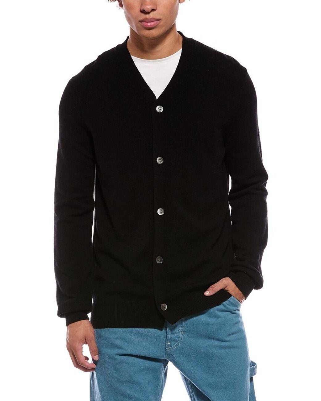 COMME DES GARÇONS PLAY Black Comme Des Garçons Play Heart Sleeve Wool Cardigan for men