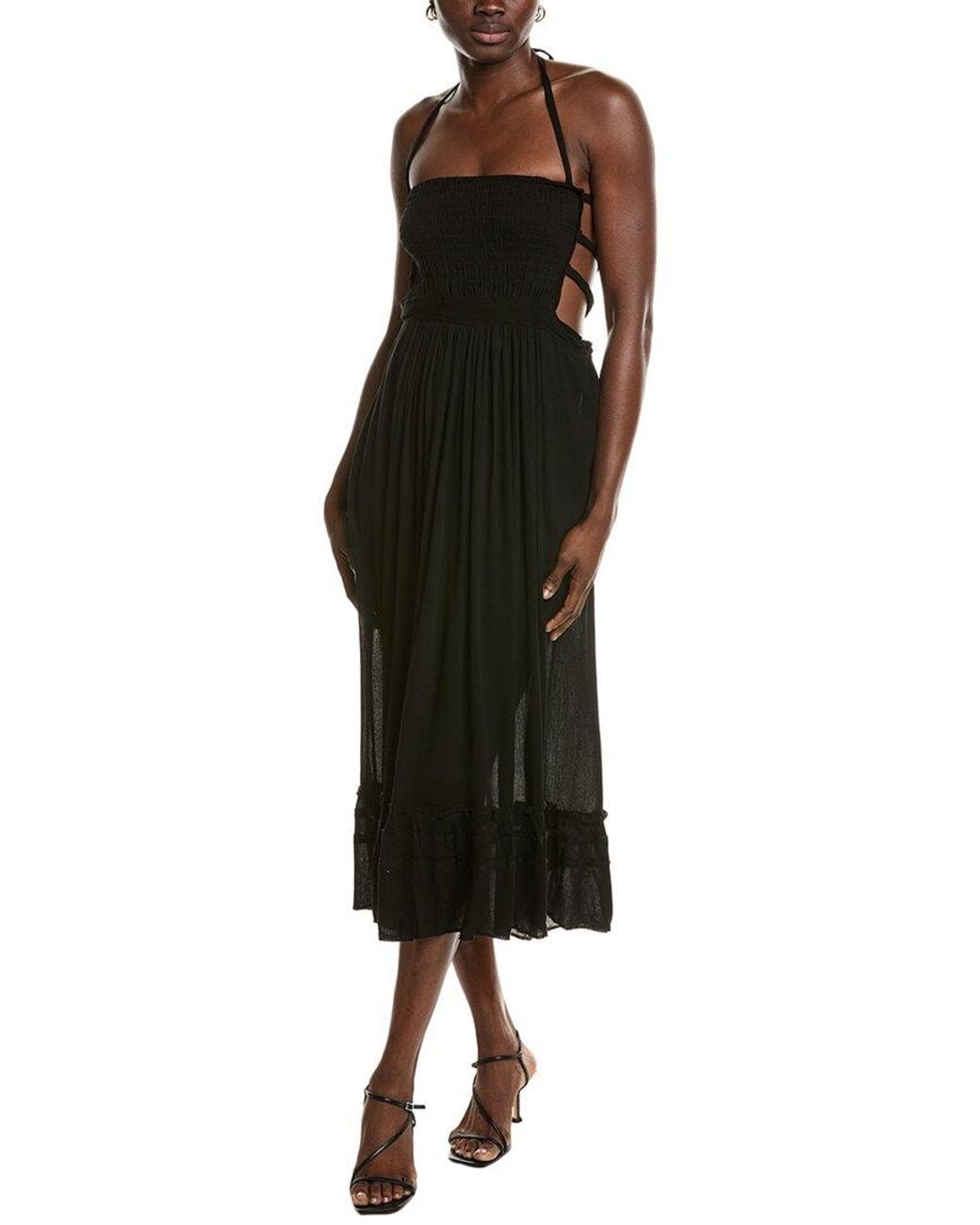 IPPONELLI Black Smocked Bodice Maxi Dress
