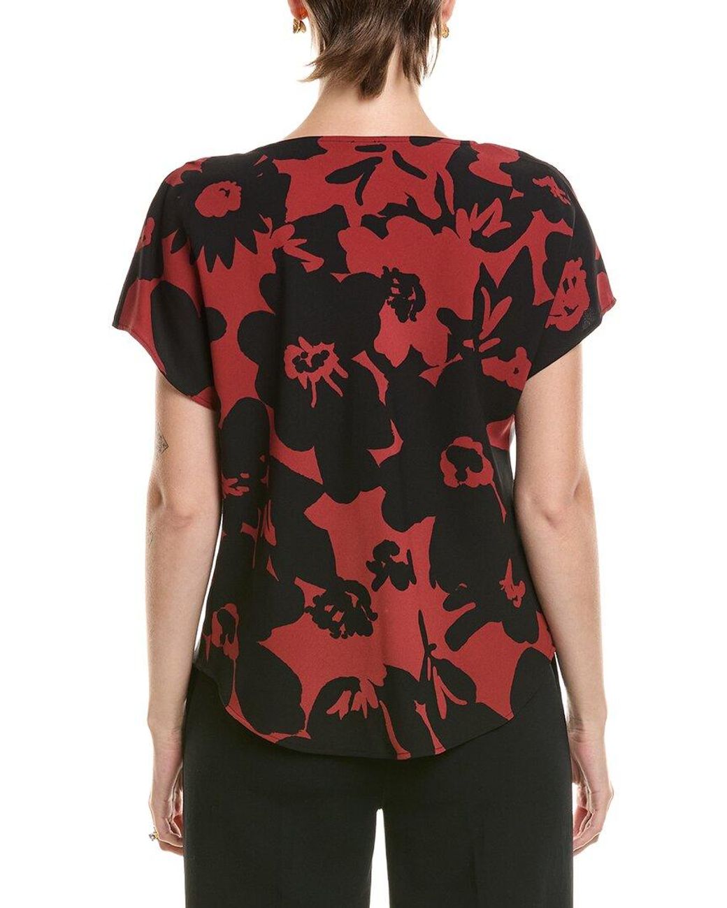 Anne Klein Black Printed Blouse