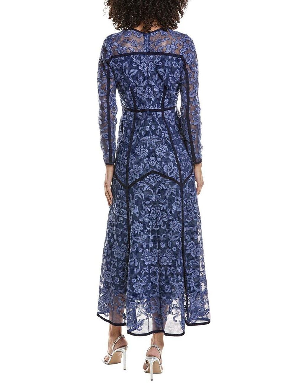 marchesa blue lace dress Guipure lace dress - navy