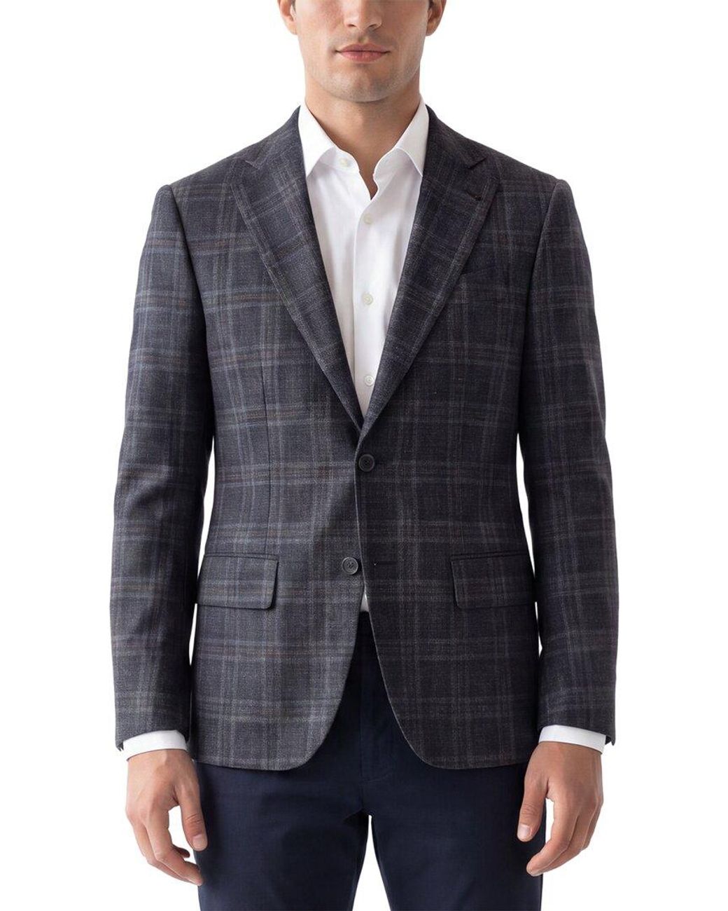 Corneliani Blue Cc Collection Virgin Wool Tartan Check Blazer for men