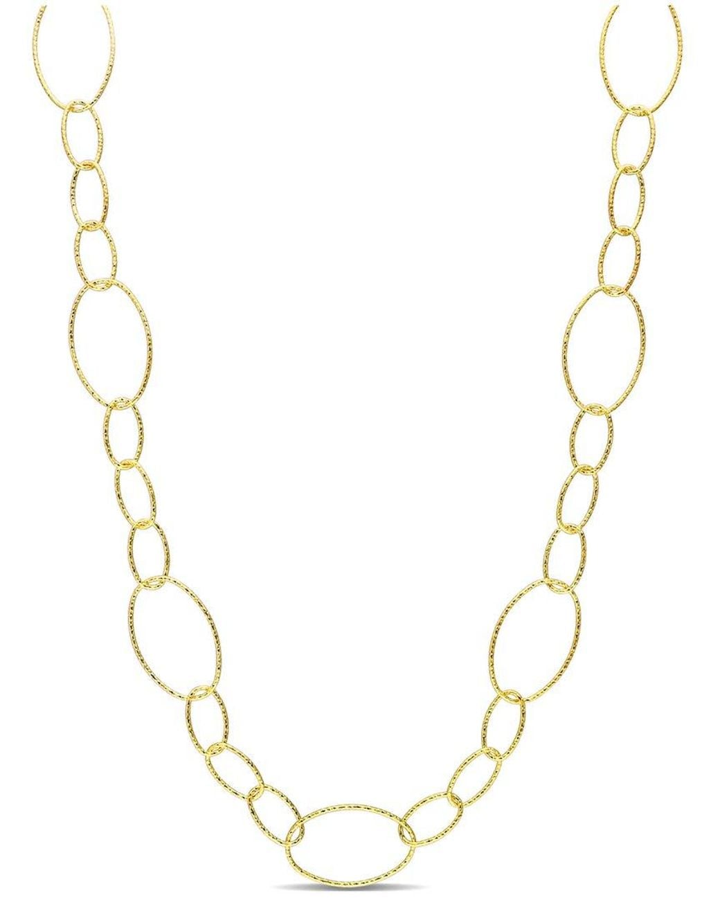 Italian Silver Metallic 18K Over Fancy Oval Link Chain Necklace