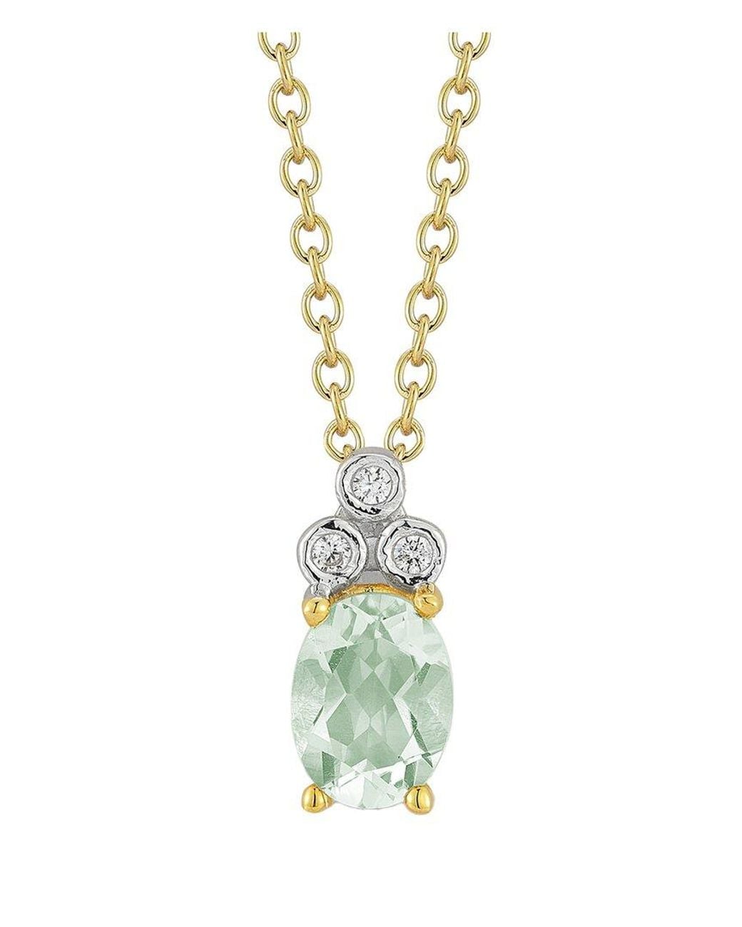 Reiss Metallic 14k 1.15 Ct. Tw. Diamond & Green Amethyst Necklace