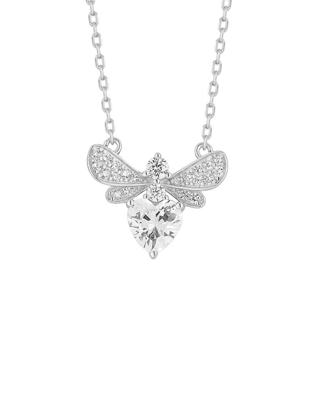 Glaze Jewelry White Cz Bee Necklace