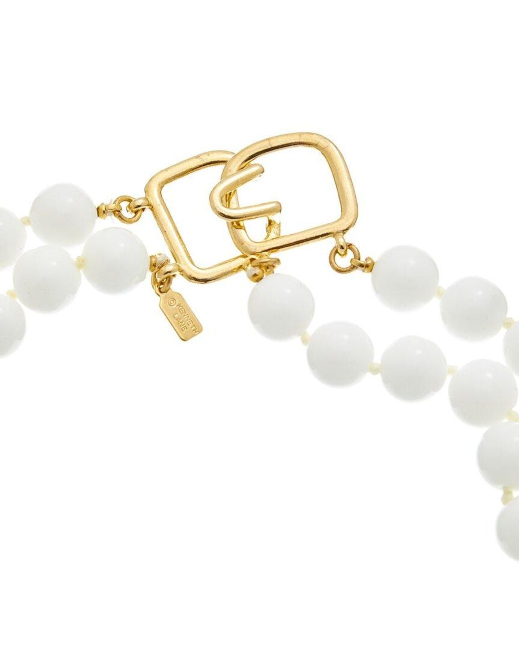 Kenneth Jay Lane White Plated Multi Row Necklace