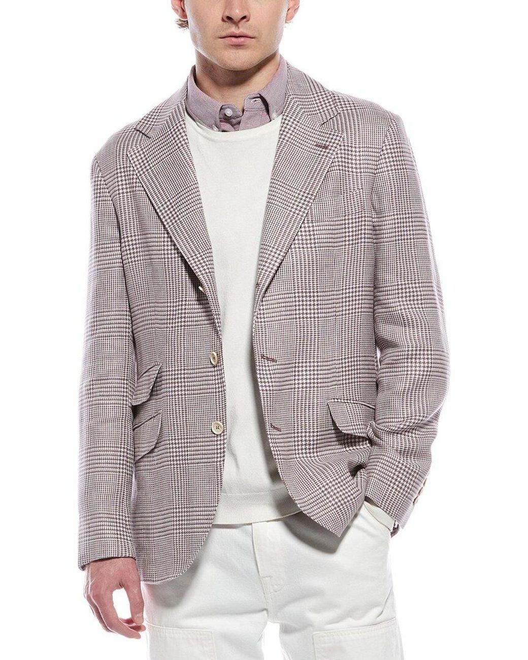 Brunello Cucinelli Gray Linen & Wool-Blend Blazer for men