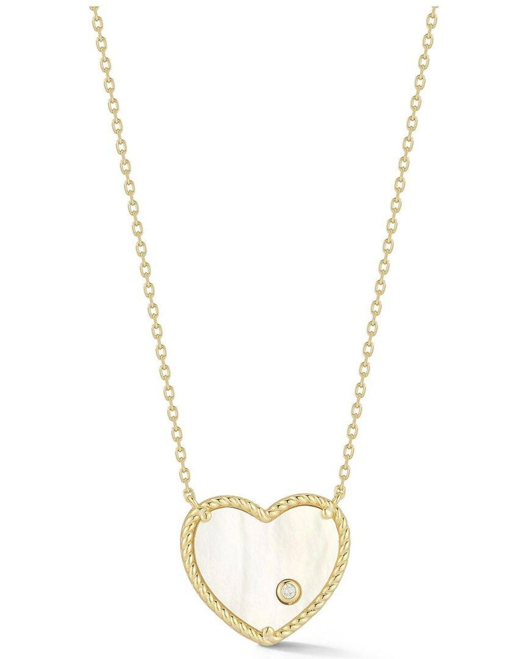 Glaze Jewelry Metallic 14K Over Mother Of Pearl Cz Necklace