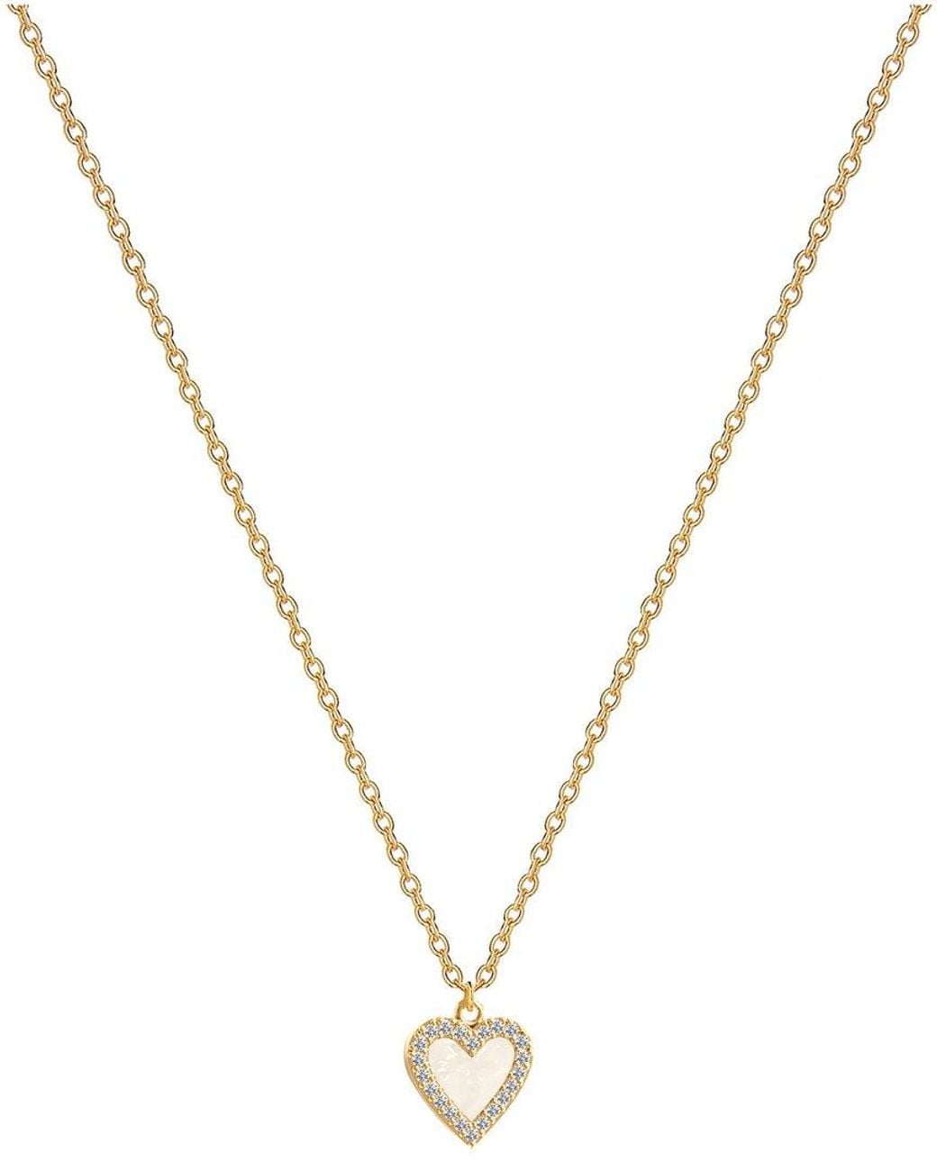 Gabi Rielle Metallic 14K Over 10Mm Pearl Cz Heart Necklace