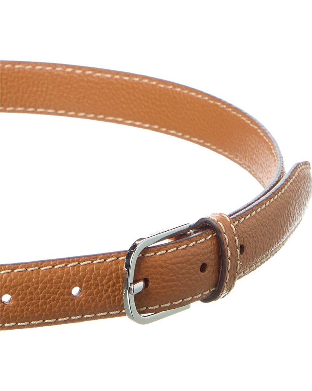 Totême  Brown Stitch Detail Leather Belt