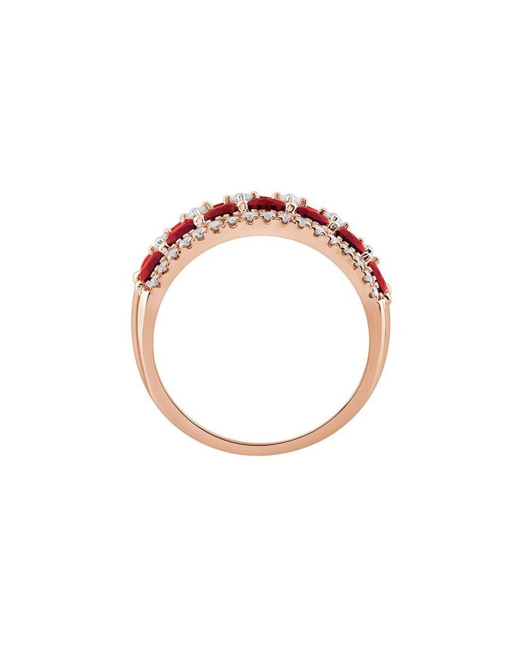 Brilliant Bloom Red 14K Rose 0.33 Ct. Tw. Lab-Grown Diamond & Ruby Ring