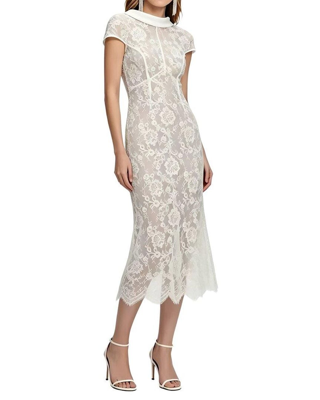 Linda Charm White Short Sleeve Midi Dress
