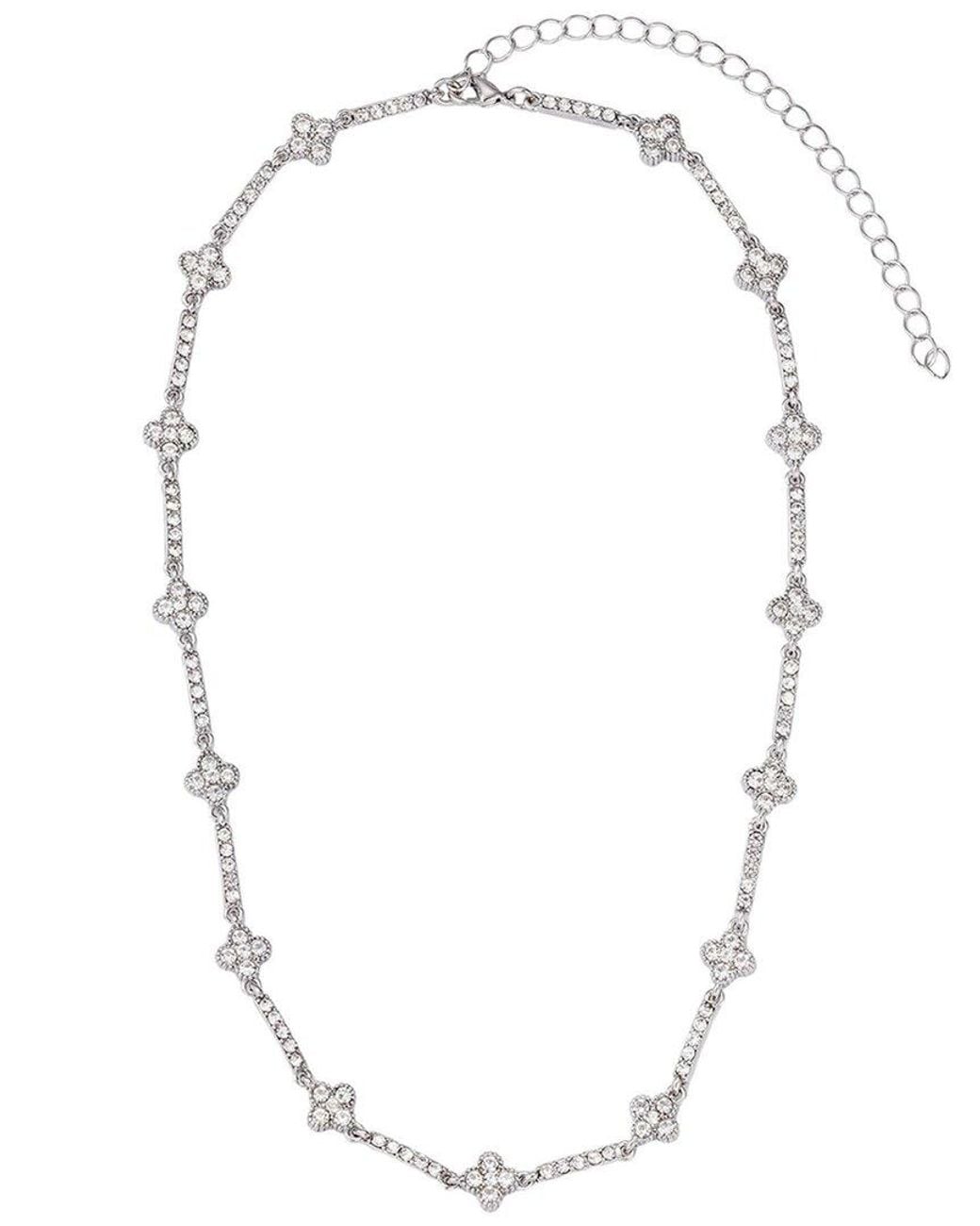 Adornia Natural Crystal Clover Tennis Necklace