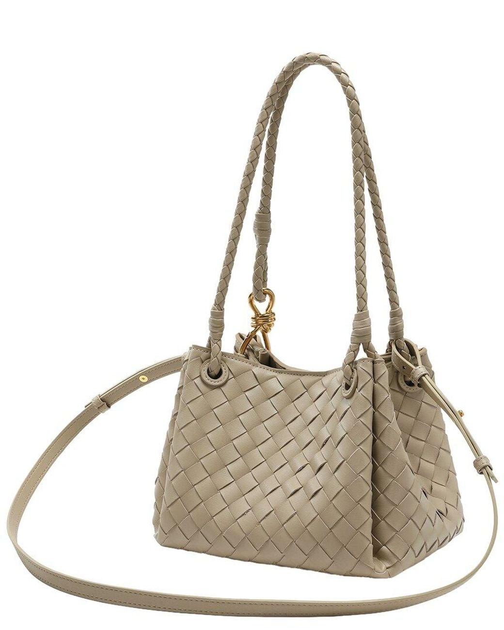 Tiffany & Fred Paris Metallic Hand-Woven Leather Shoulder Bag
