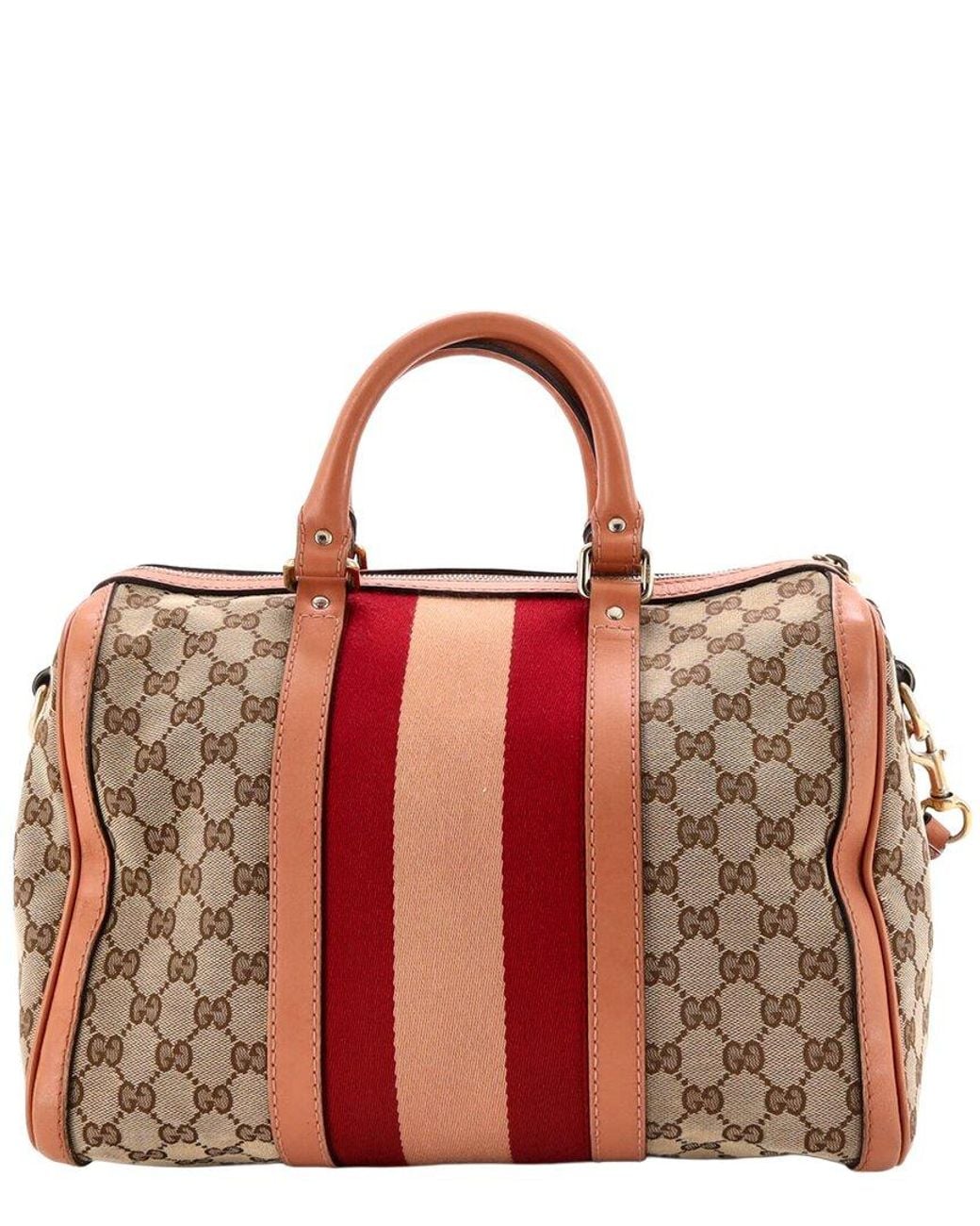 Gucci Red Vintage Web Boston Bag GG Medium (authentic Pre-loved)
