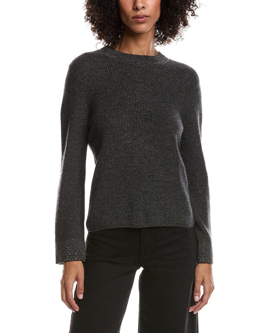 Forte Black Studded Wool & Cashmere-Blend Sweater