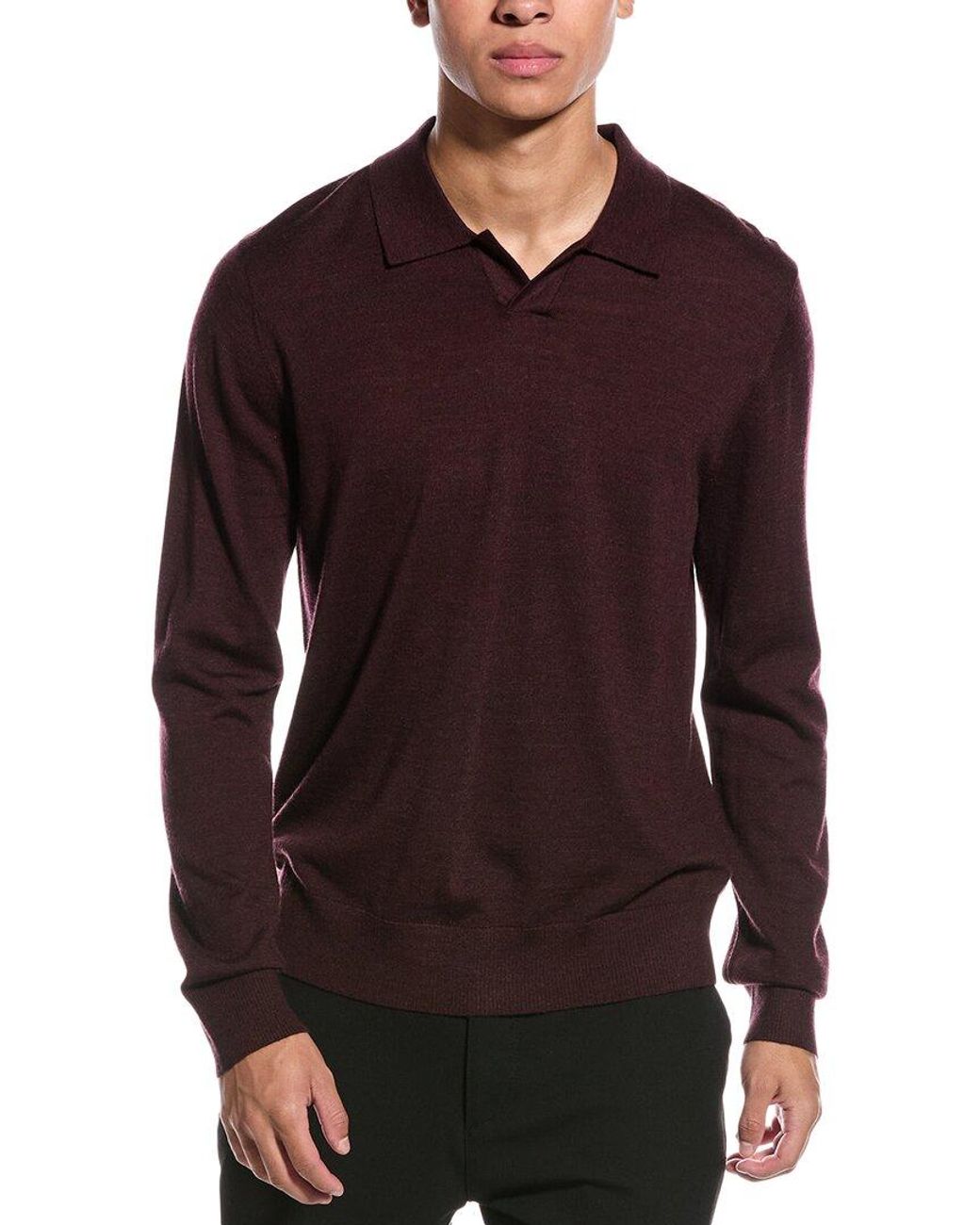 Vince Red Wool Johnny Collar Sweater for men