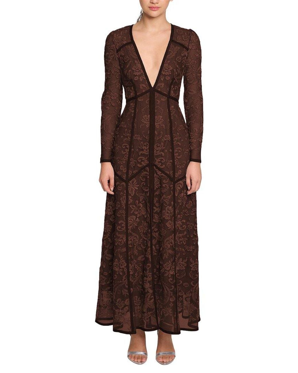 Marchesa Brown Maxi Dress