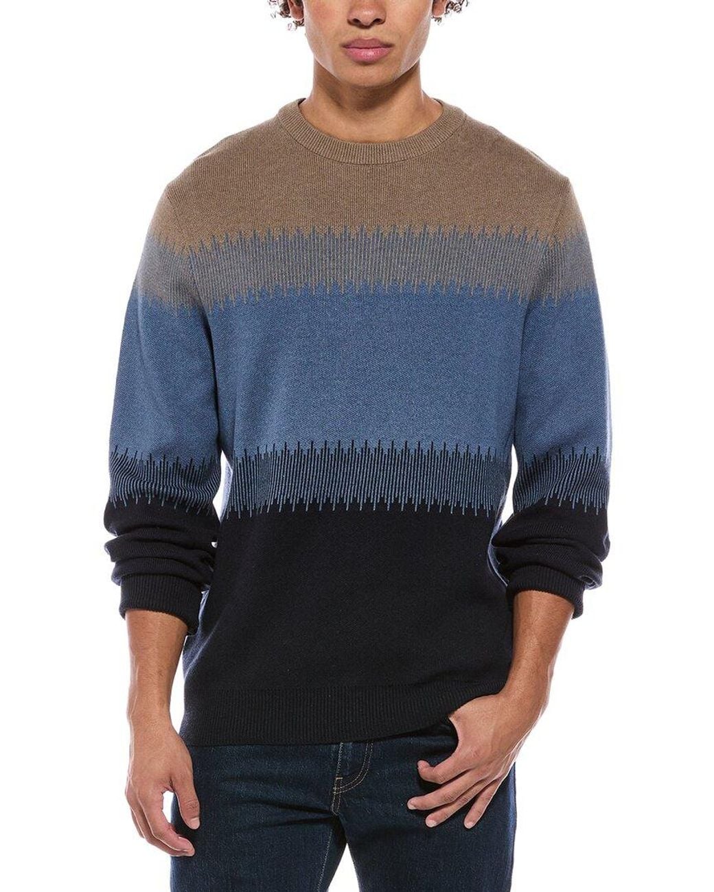 Point Zero Blue Semi Fit Crewneck Sweater for men