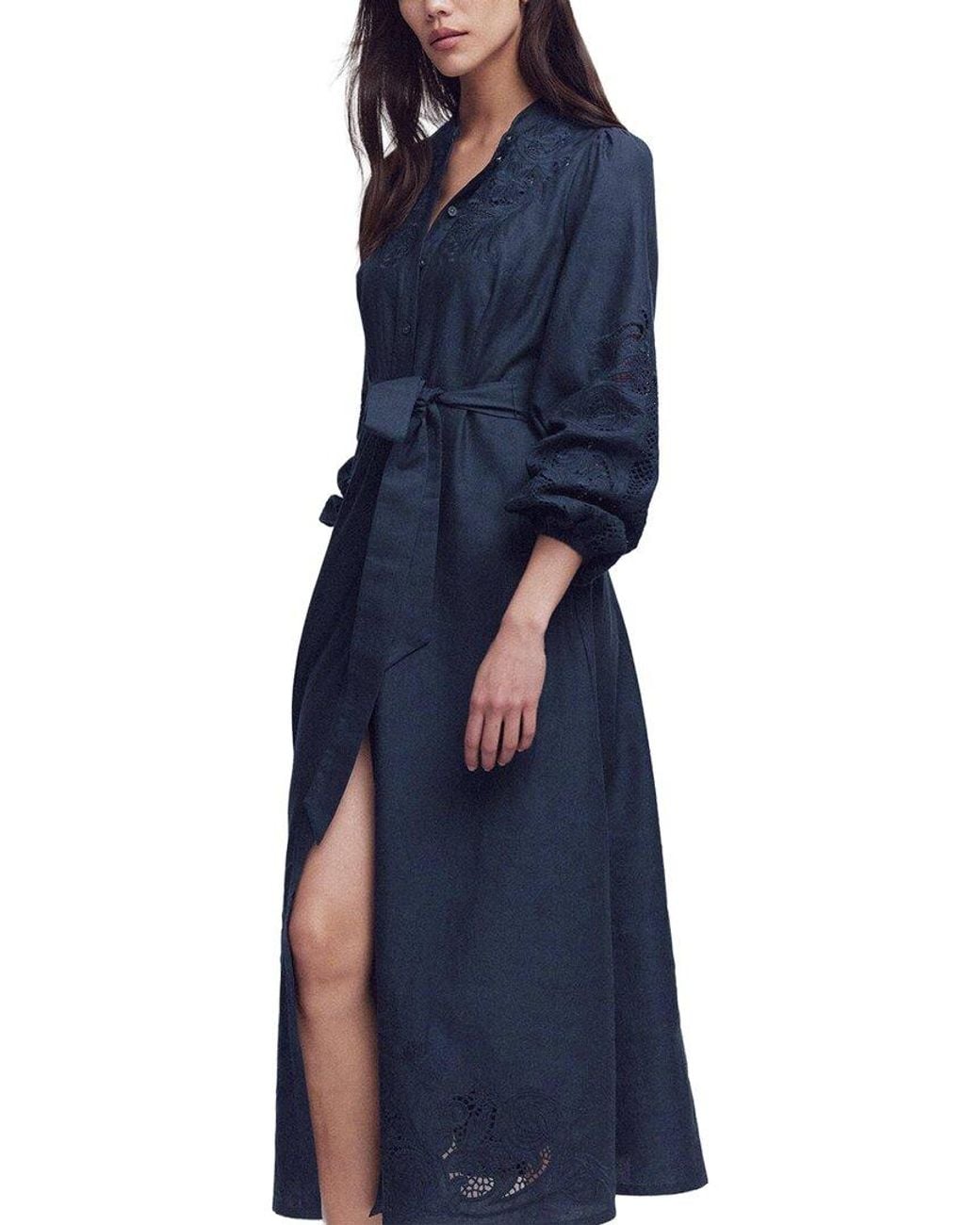 Boden Blue Mae Linen-Blend Shirt Dress