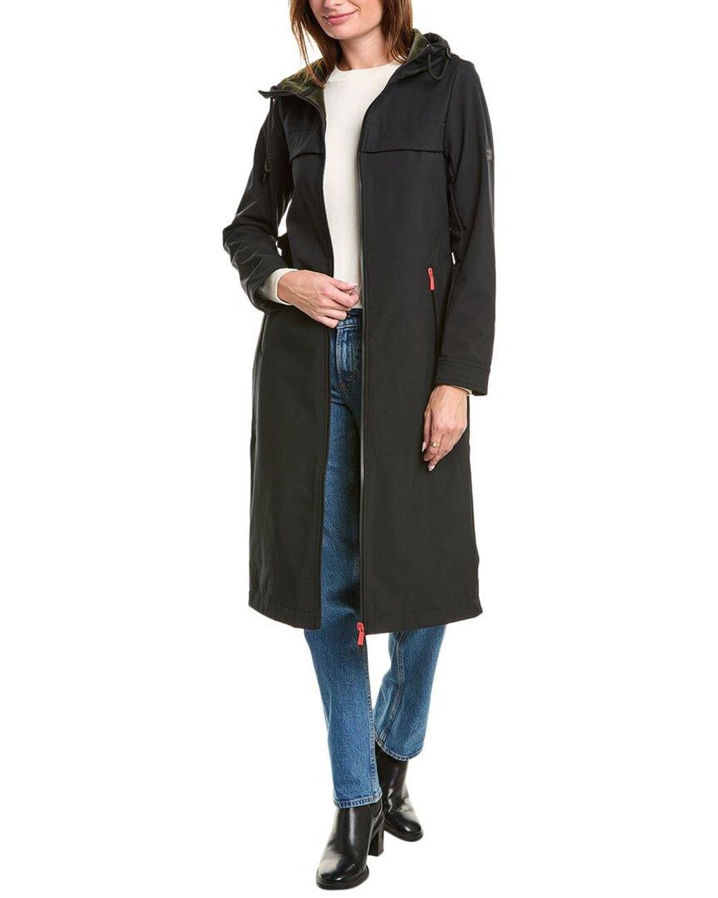 HUNTER Crown Longline Belted Velour Bonded Coat Crown Longline 