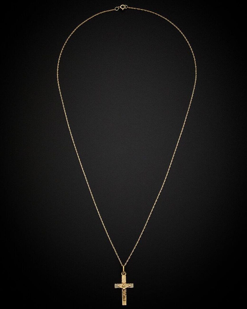 Italian Gold Black 14K Crucifix Pendant Necklace