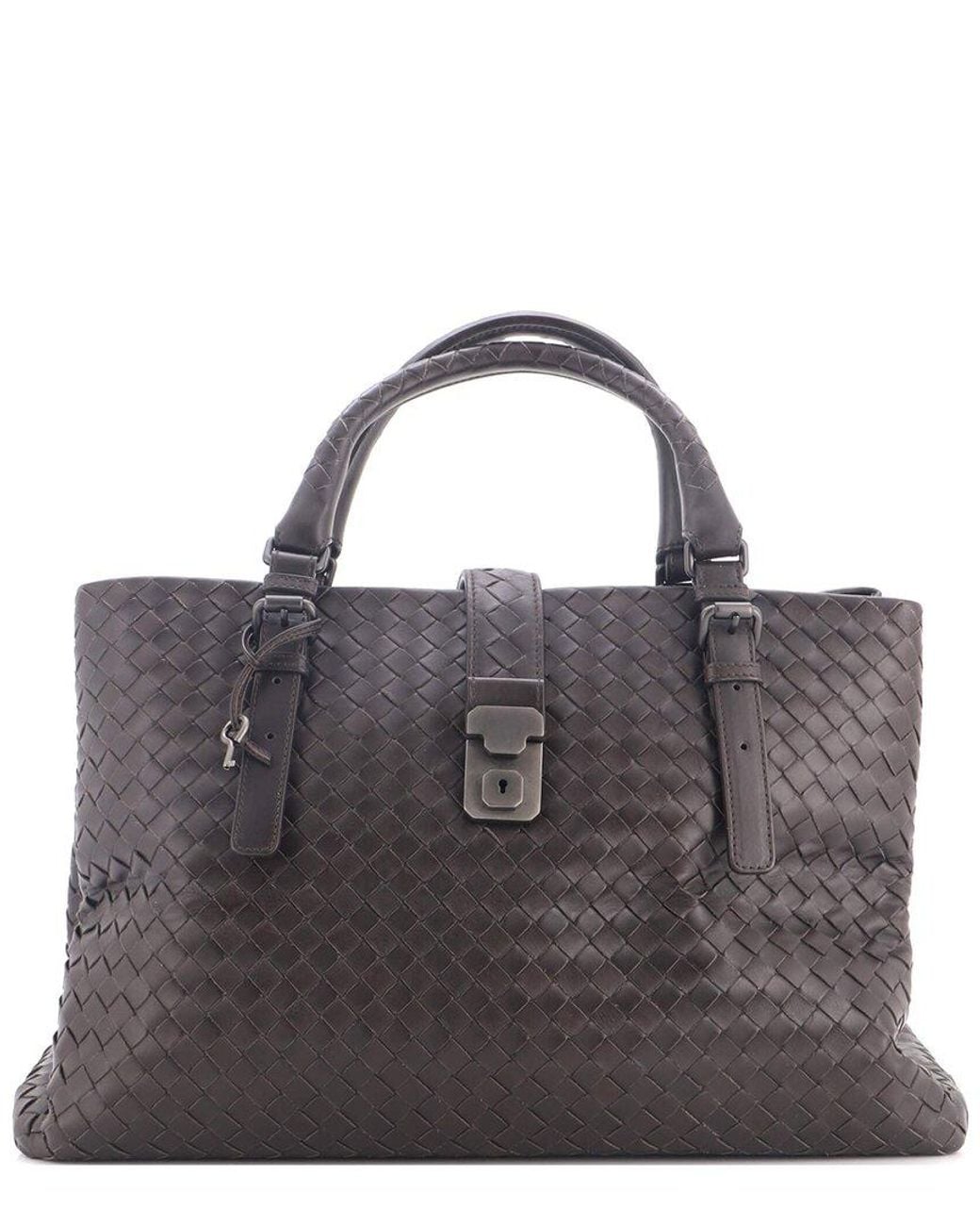 Bottega Veneta Black Intrecciato Nappa Roma Bag Medium (Authentic Pre-Loved)