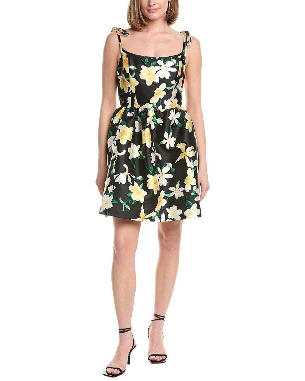 Julia Jordan Black Printed Twill Sleeveless Dress