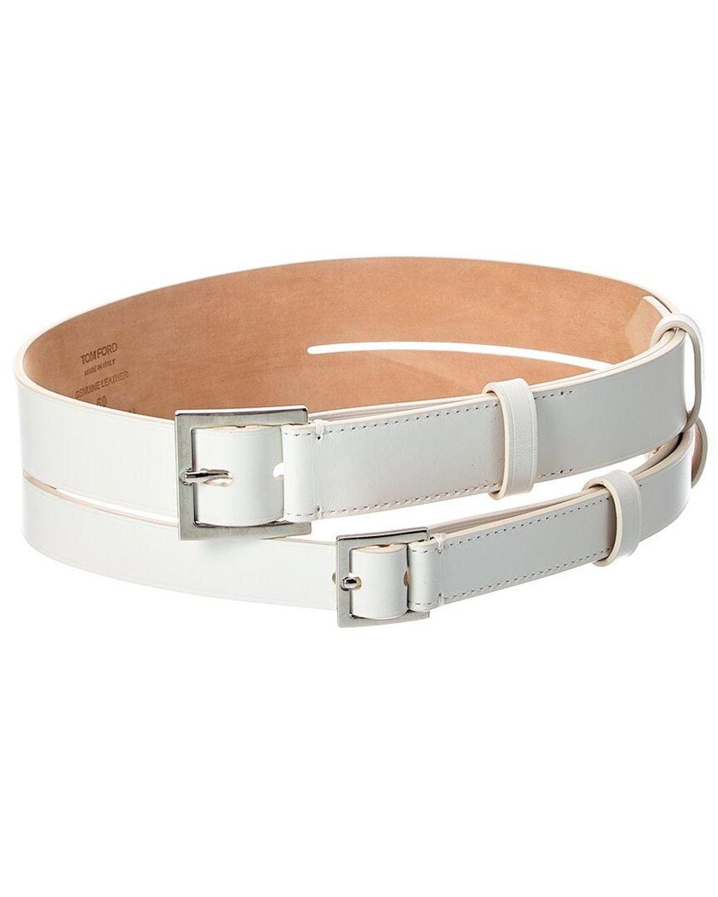 Tom Ford White Leather Belt
