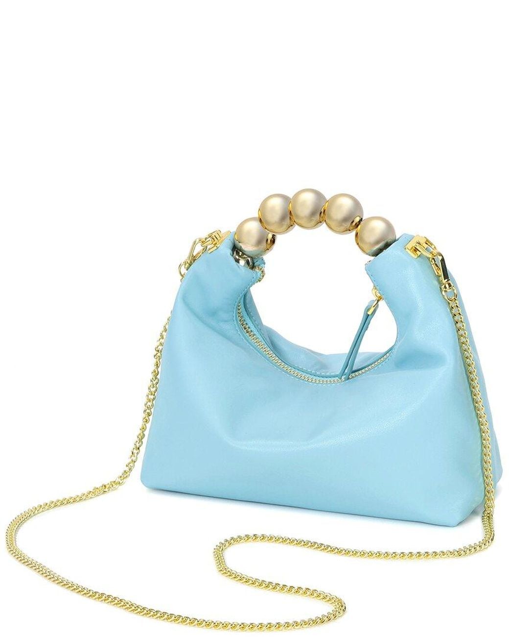 Tiffany & Fred Paris Blue Smooth Leather Top-Handle Shoulder Bag