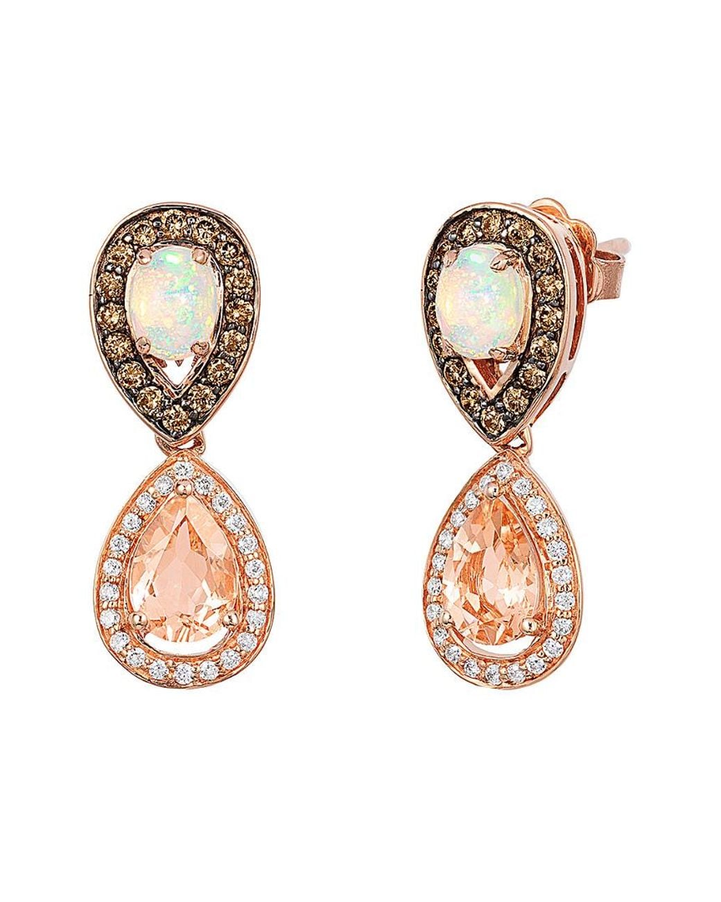 Le Vian Multicolor 14k Rose Gold 1.82 Ct. Tw. Diamond & Peach Morganite Earrings