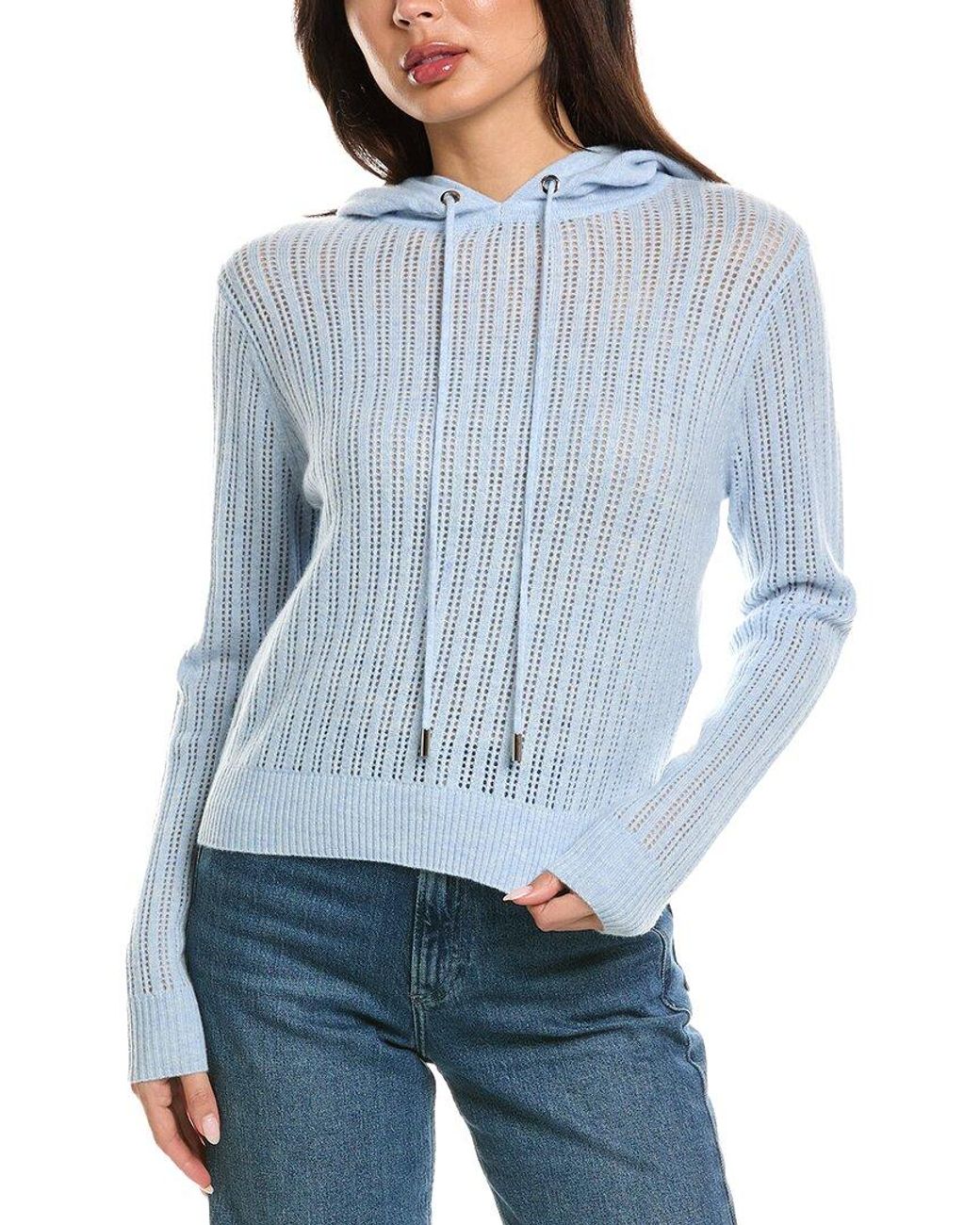 Brodie Cashmere Blue Demi Ladder 100% Cashmere Hoodie