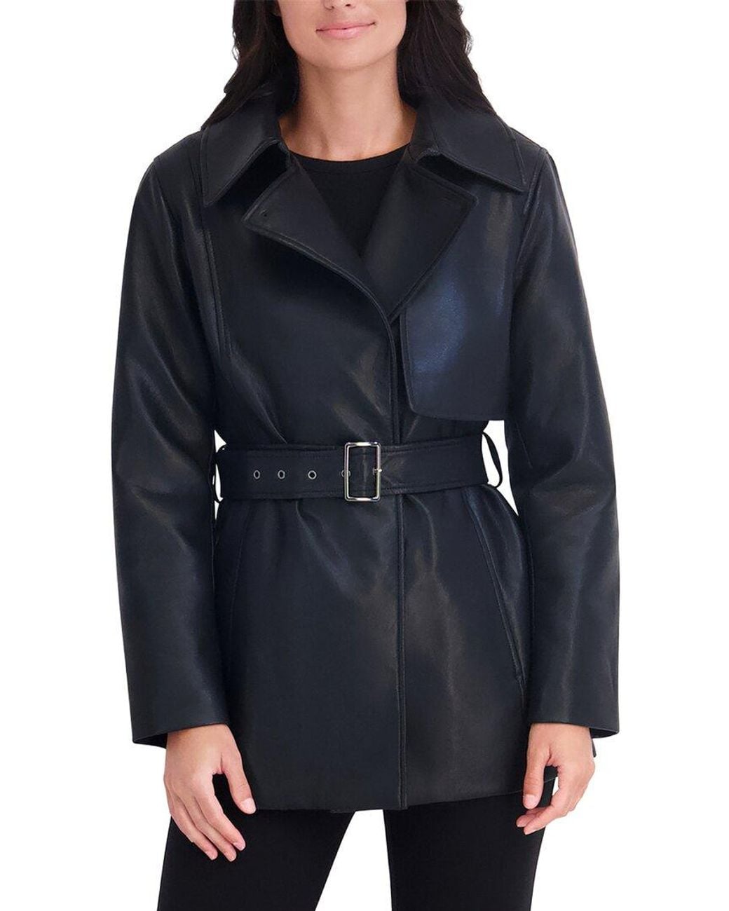 Kenneth Cole Black Faux Leather Jacket