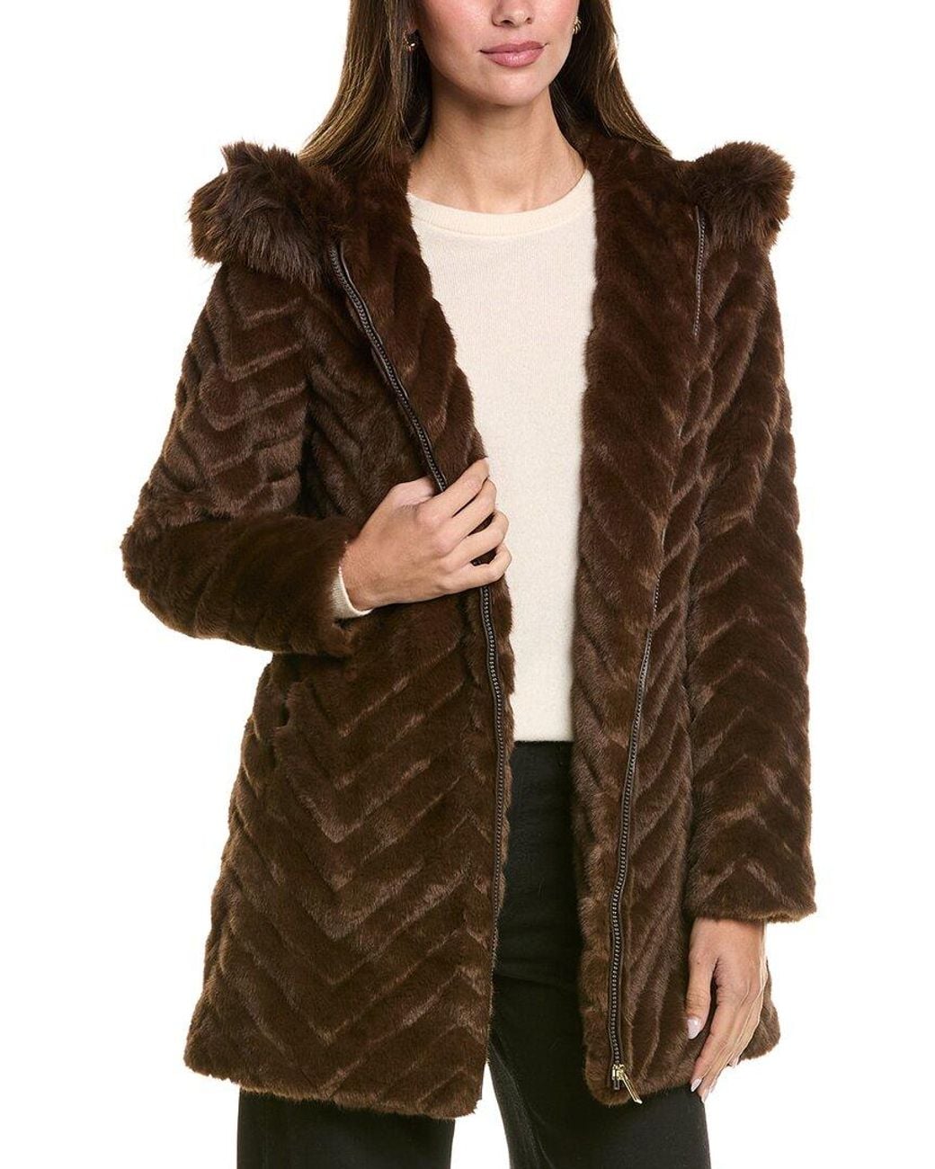Via Spiga Brown Hooded Jacket