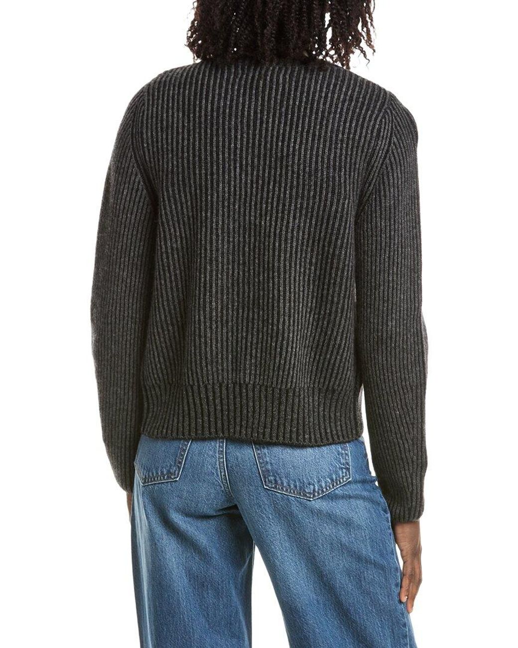 Isla Black Juno Plaited Rib Zip 100% Cashmere Bomber Jacket
