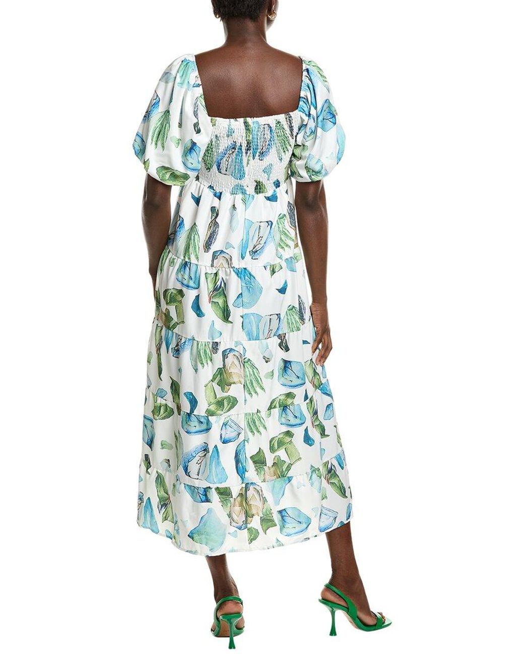 IPPONELLI Blue Tiered Midi Dress