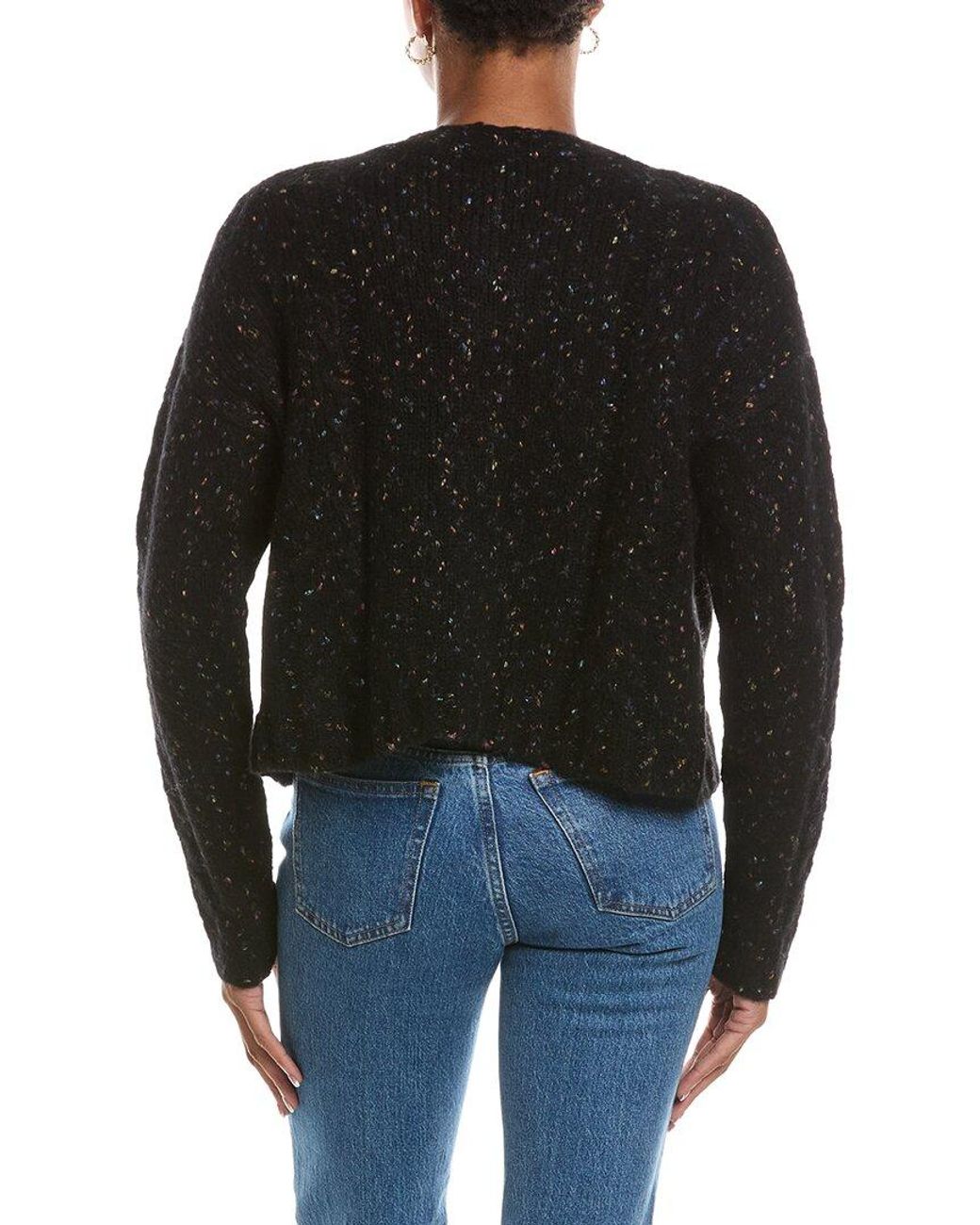 Autumn Cashmere Black Confetti Cable Boxy Wool & Alpaca-Blend Cardigan