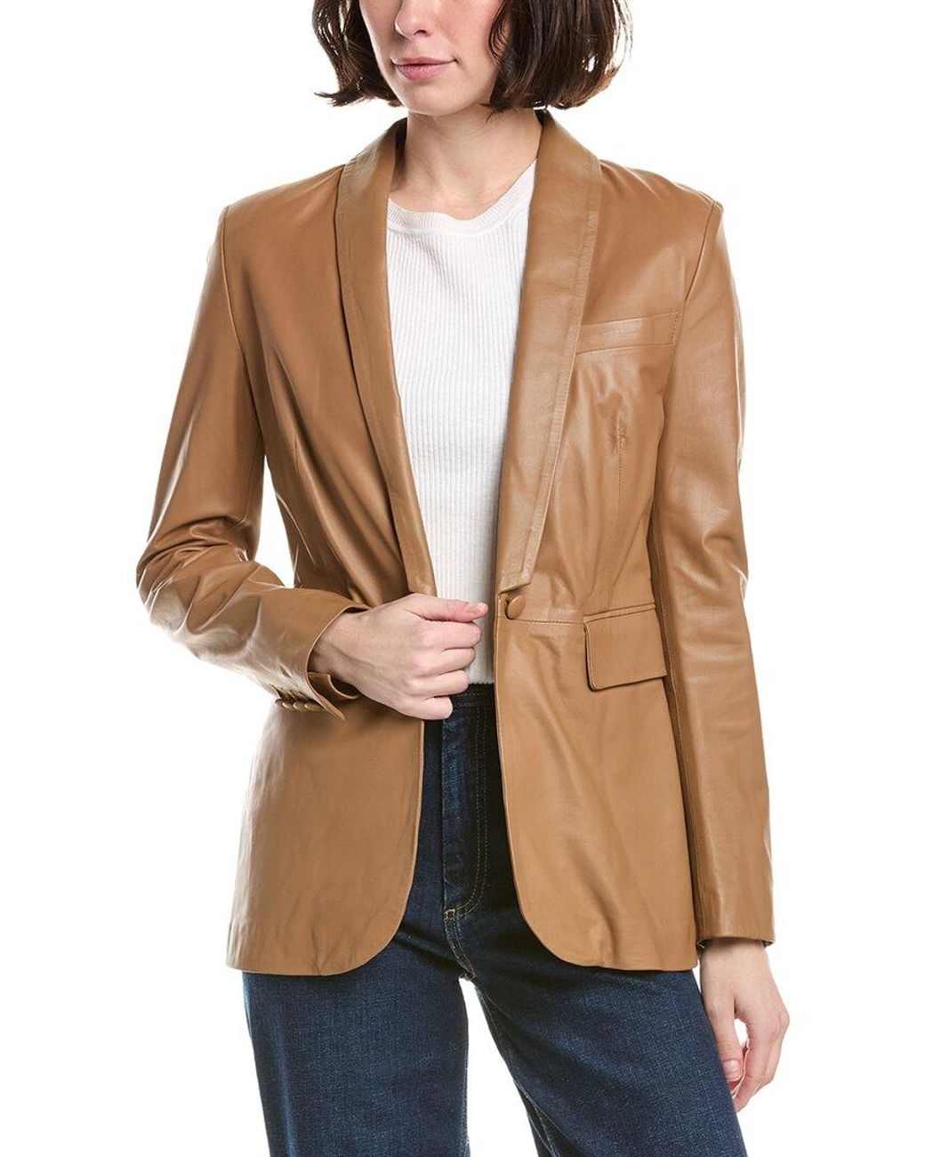 Eleventy Natural Leather Jacket