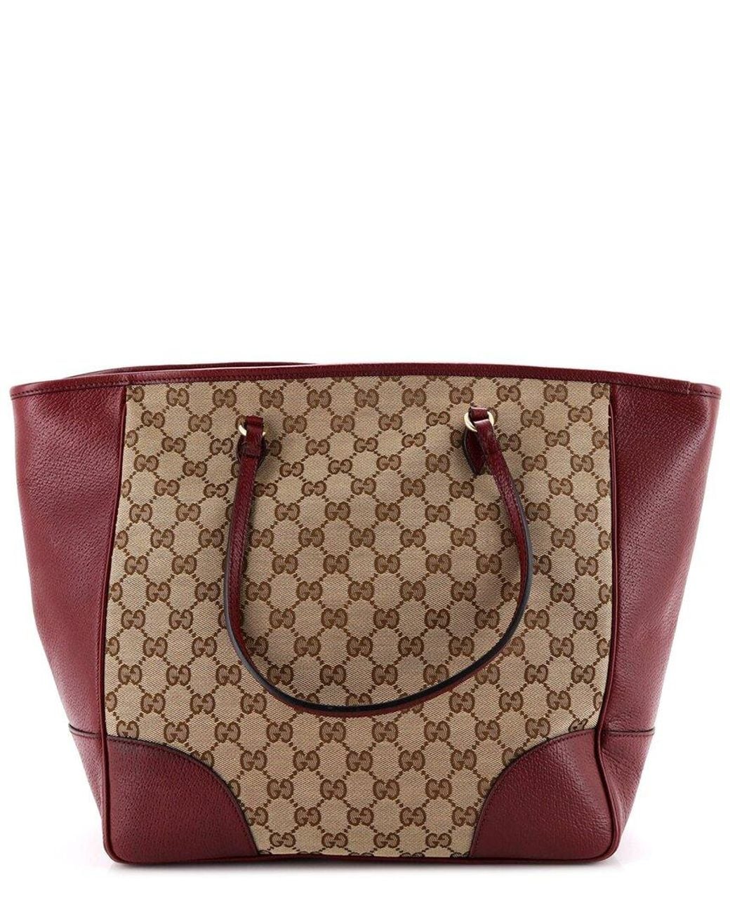 Gucci Brown Burgundy Gg Canvas & Leather Bree Tote Medium (Authentic Pre-Loved)