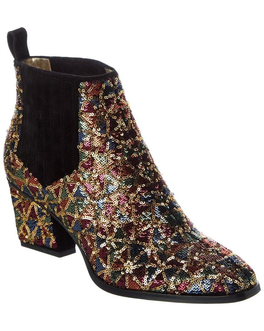 Roger Vivier Black Sequin Leather Bootie