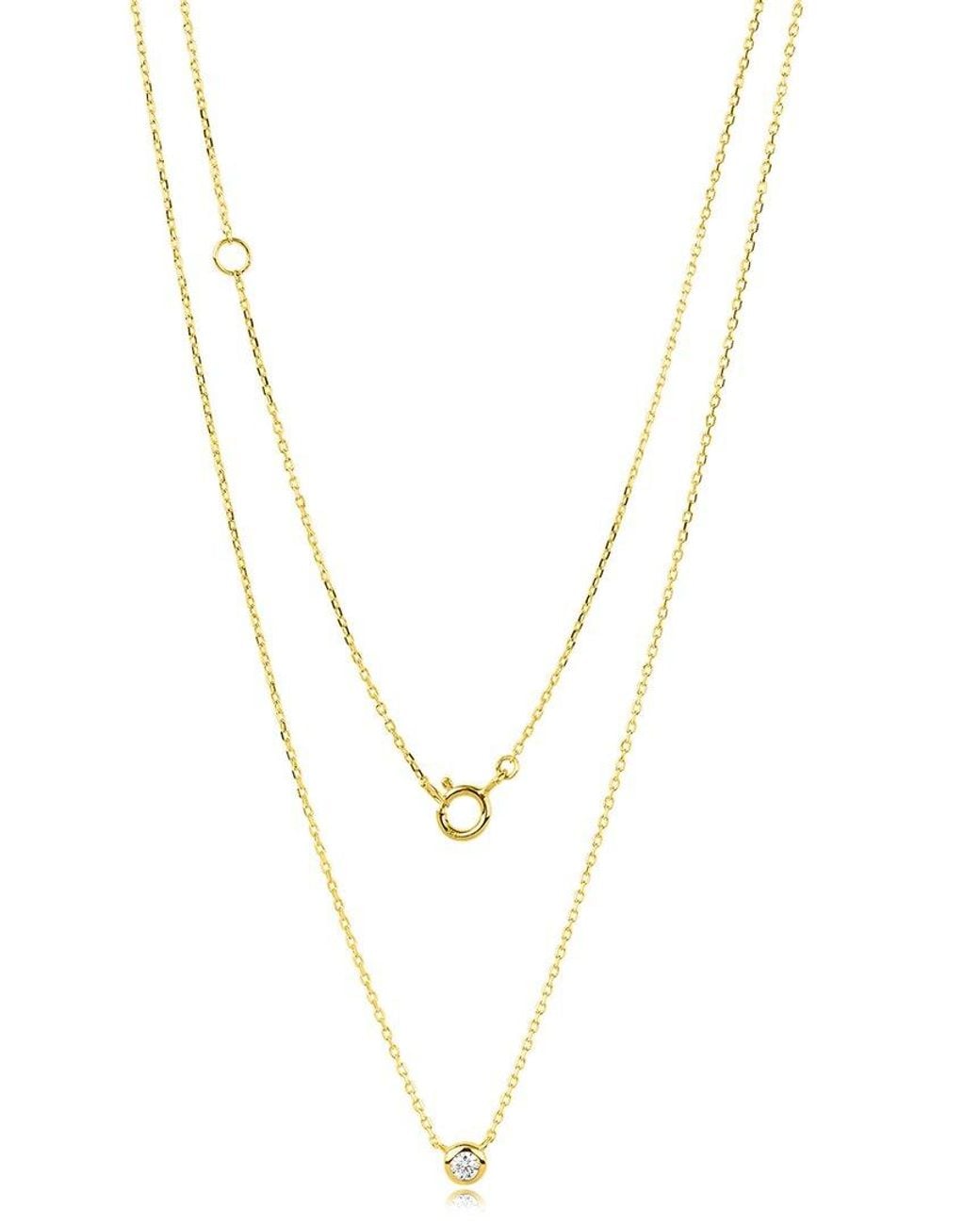 MaxColor Metallic 10K 0.06 Ct. Tw. Lab-Grown Diamond Dainty Necklace