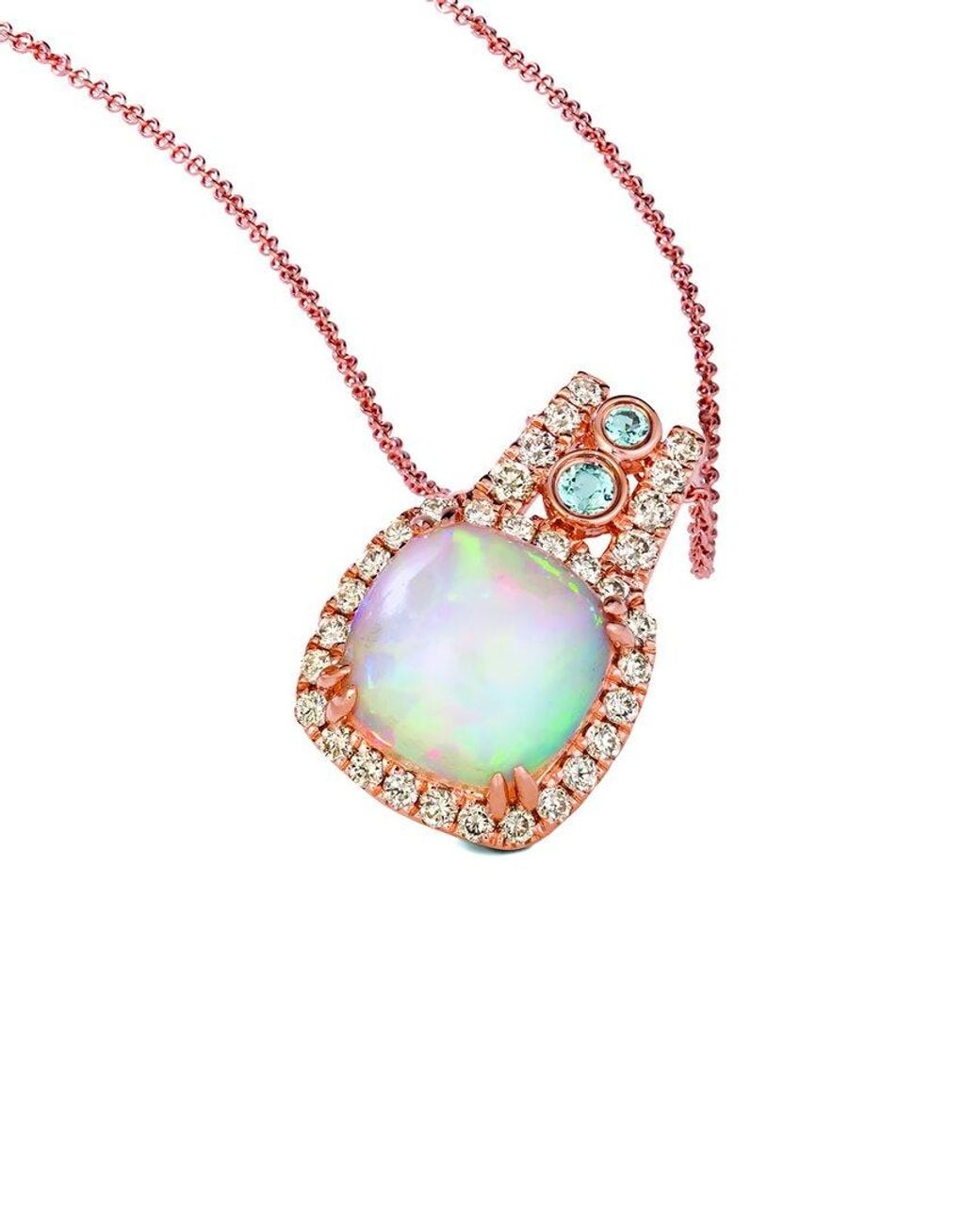 Le Vian Multicolor Le Vian Neopolitan Opal 14k Rose Gold 2.71 Ct. Tw. Diamond & Opal Drop Pendant Necklace