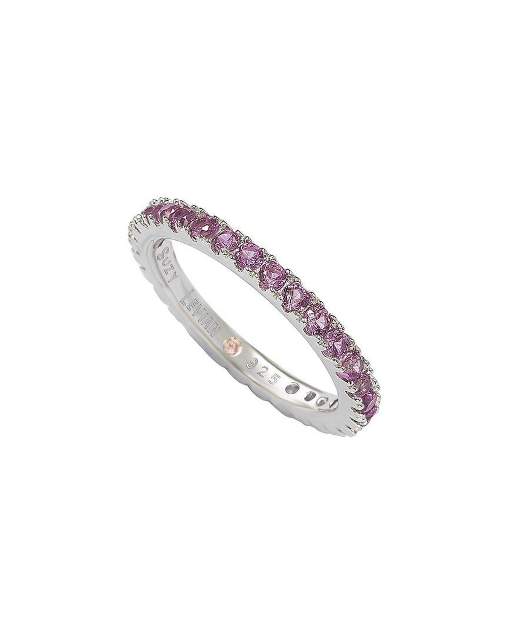 Suzy Levian Metallic Silver Cz Stackable Ring