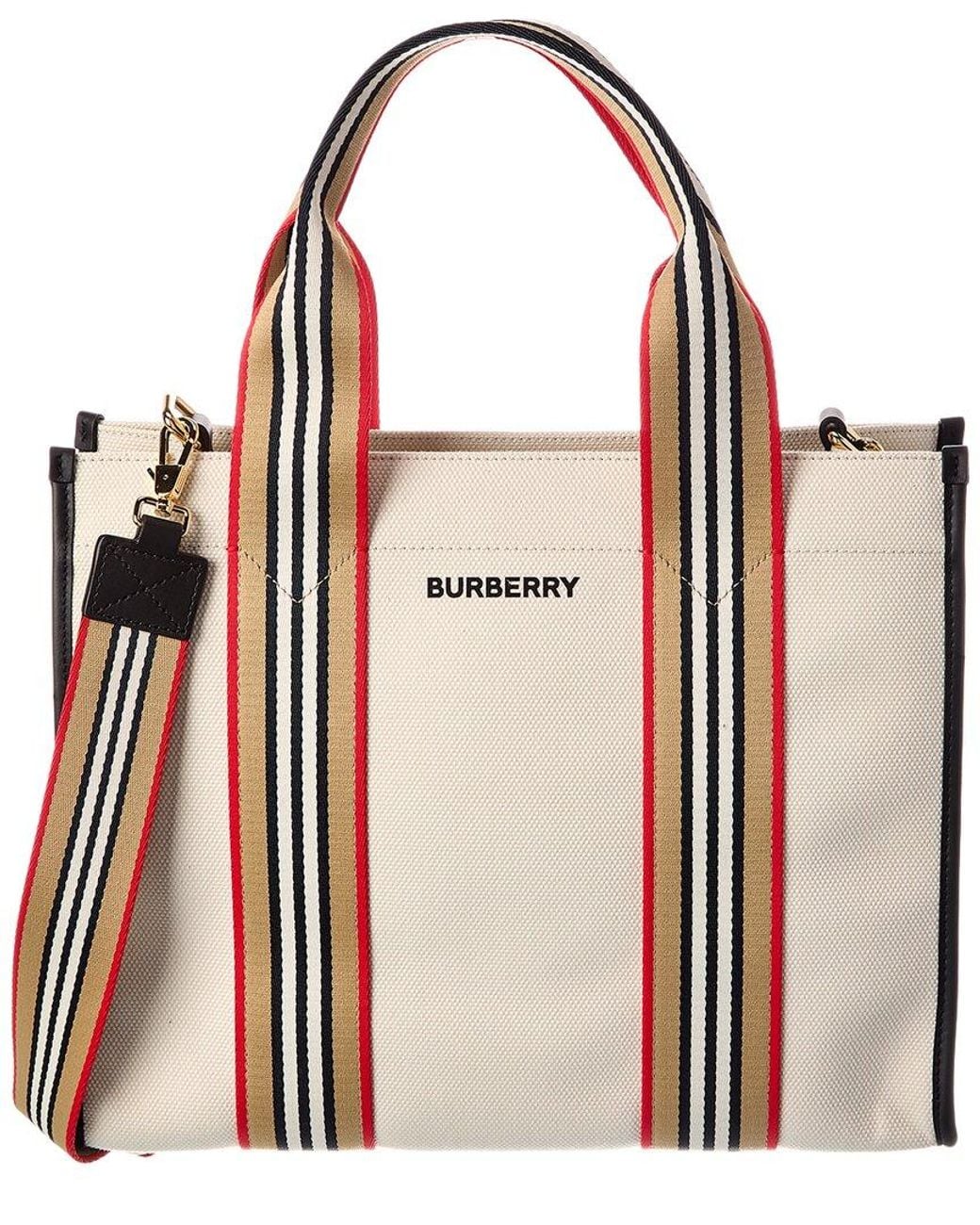 Burberry Natural Icon Small Canvas & Leather Tote