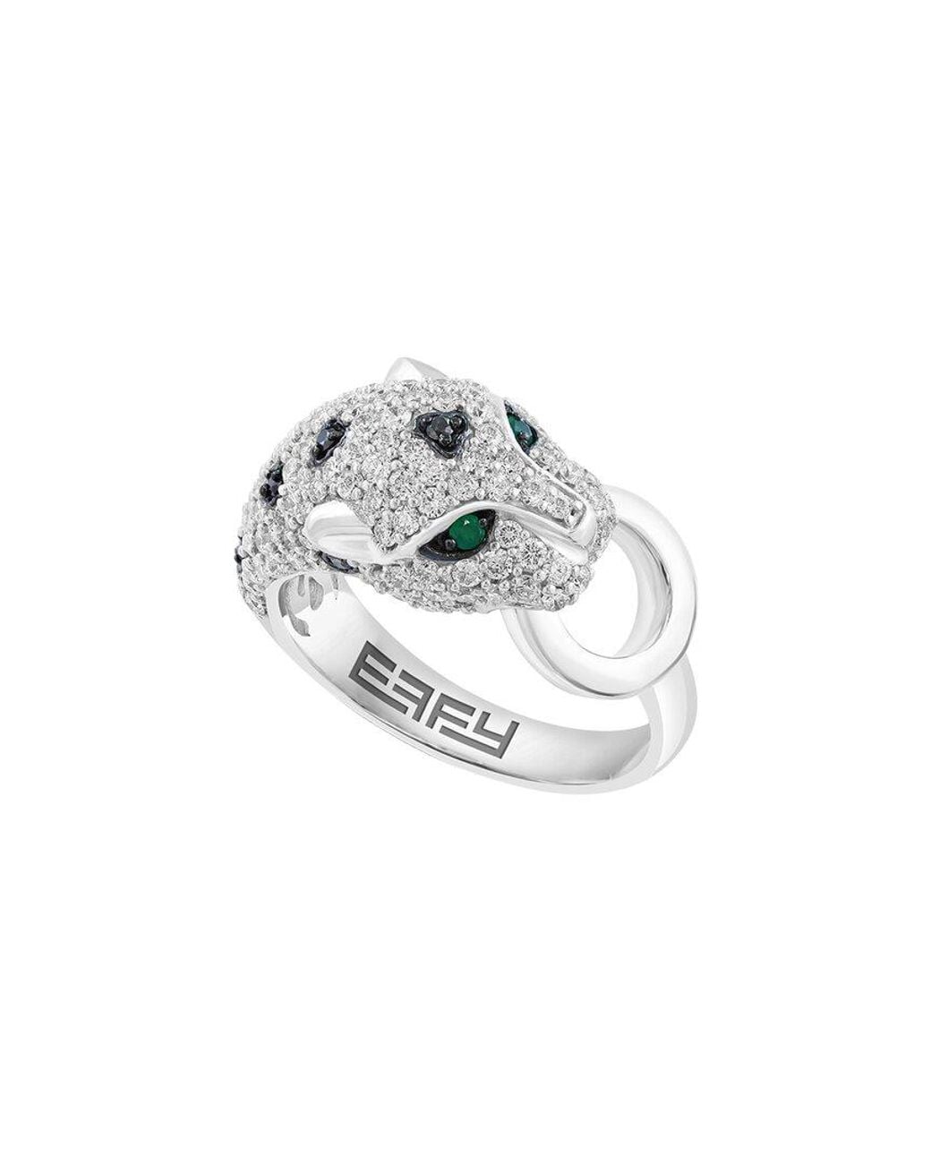 Effy Fine Jewelry White 14K 1.40 Ct. Tw. Diamond & Emerald Ring