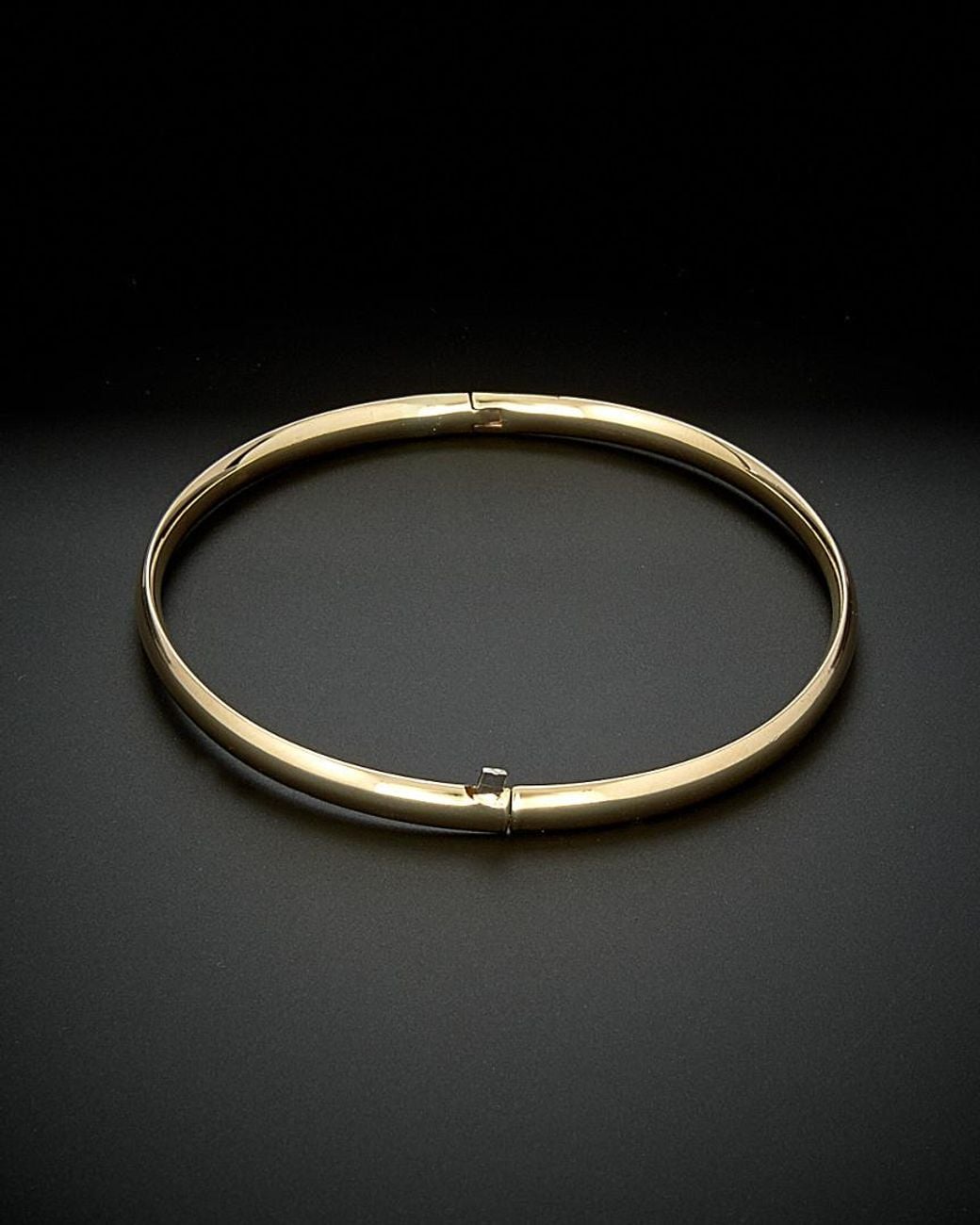 Italian Gold Black 14k Polished Hinged Bangle