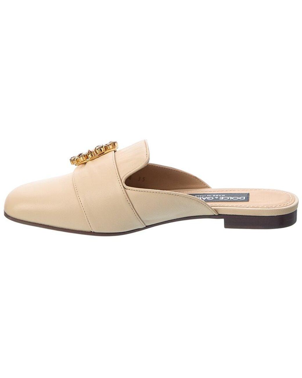 Dolce & Gabbana White Leather Mule