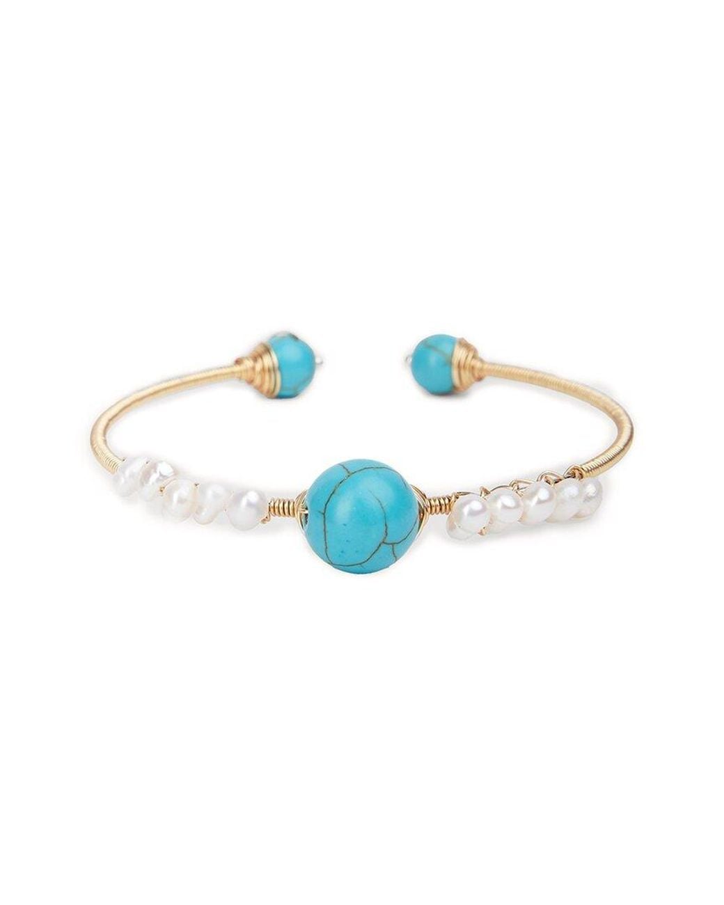 Saachi Blue Pearl Cz Cuff Bracelet
